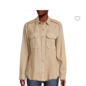 Etienne Marcel Women's Tan Button-Up Shirt Snap Closure